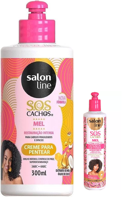 CREME DE PENTEAR SALON LINE S.O.S CACHOS MEL 300 ML - Lelly Drogarias