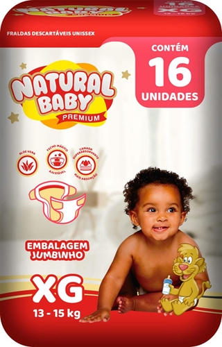 Fralda Infantil Natural Baby Premium tamanho SXG com 50 unidades