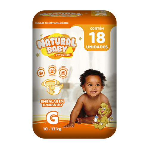 FRALDA NATURAL BABY PREMIUM JUMBINHO XXG 14 UNIDADES - Lelly Drogarias